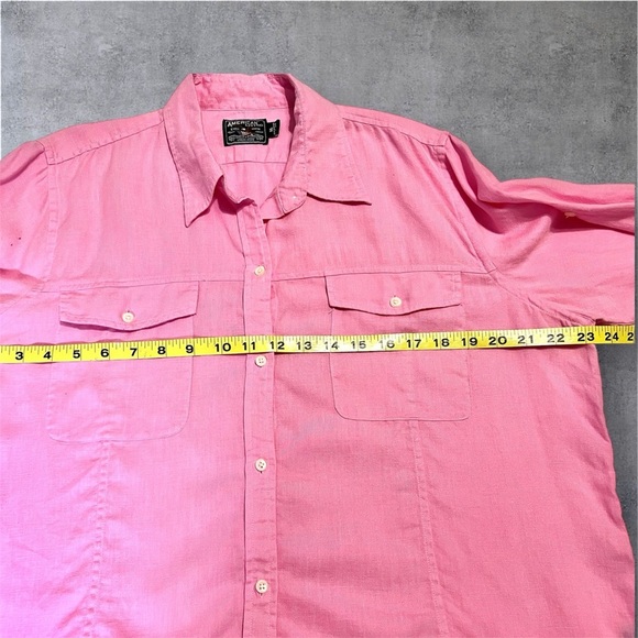 America Living Women’s XL Long Sleeve Pink Button Up 100% Linen Blouse - Picture 2 of 7